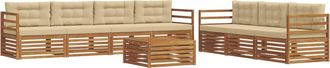 vidaXL Conjunto De Sof&aacute;s De Exterior 8 Uds. Natural Y Beige Vidaxl