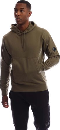 C.P. Company Mens Diagonal Raised Fleece Lens Hoodie in Green Cotton - Size X-Large