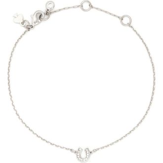 Kate Spade New York pav&eacute; horseshoe charm bracelet in Clear/Silver at Nordstrom