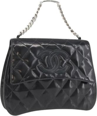 Chanel Pre-owned Shoulder Bags, female, Black, Size: ONE SIZE Pre-owned Vintage Patent Leather Hand Bag