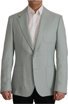 Dolce & Gabbana Mintgroene Slim Fit Blazer - Heren - Blazers - Groen - 3XL - Leer - Jassen