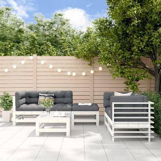 vidaXL Juego De Muebles De Jard&iacute;n 6 Piezas Madera Maciza Pino Blanco Vidaxl