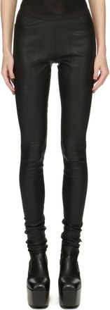 Rick Owens Zwarte leren stretch leggings - Dames - Leggings - Zwart - M - Katoen - Broeken