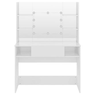 Berkfield Home Makeup Table with LED Lights 100x40x135 cm MDF Shining White | Size: 100 x 40 x 135 cm