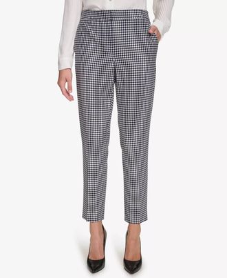 Tommy Hilfiger Gingham Sloane Mid-Rise Pants In Midnight/ivory