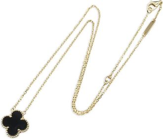 Van Cleef & Arpels 2010s 18K yellow gold Alhambra onyx necklace - women - 18kt Yellow Gold/Onyx - One Size