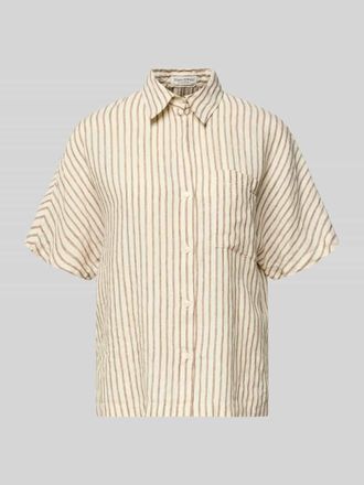 Marc O'Polo Relaxed Fit Kurzarmbluse aus reinem Leinen in Weiss, Gr&ouml;&szlig;e 36
