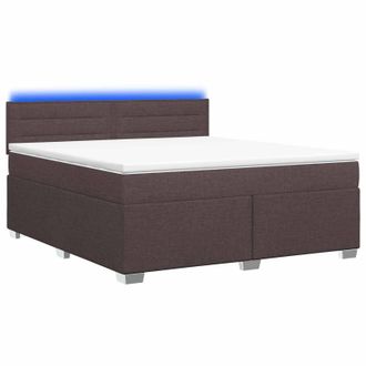 vidaXL Letto Con Box Spring, Materasso E Led Marrone Scuro Tessuto Vidaxl