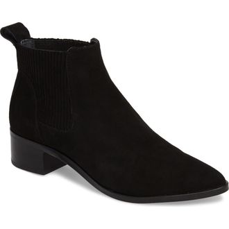 Dolce Vita Macie Pointy Toe Chelsea Bootie in Onyx Suede at Nordstrom Rack, Size 6