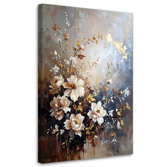 Feeby Impresi&oacute;n De Imagen Flores Blancas De Plantas Sobre Fondo Beige 70x100