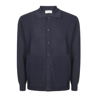 Paolo Pecora Shirtjack met voorzakken - Heren - Vesten - Blauw - M - Katoen - Truien & Vesten
