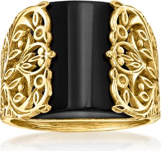Ross-Simons Onyx Openwork Ring in 18kt Gold Over Sterling