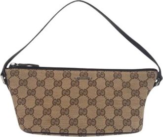 Gucci Pre-owned Mini Bags, female, Beige, Size: ONE SIZE Pre-owned GG Canvas Leather Handbag