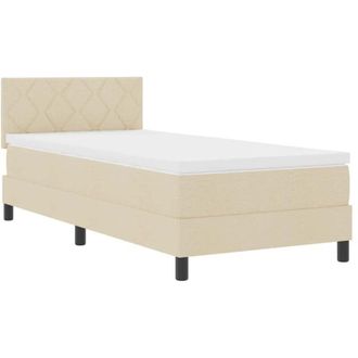 vidaXL Cama Tipo Box Spring Con Tiras Led Crema 90 X 200 Cm Tela Vidaxl