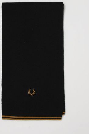 Fred Perry Striped Wool Scarf with Embroidered Logo