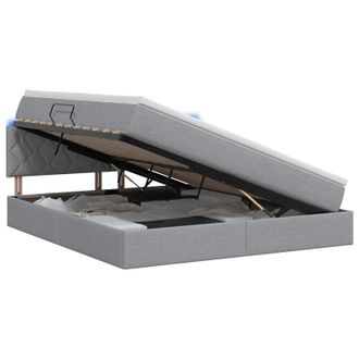 vidaXL Cama De Almacenamiento Led Con Colch&oacute;n Gris Claro 140 X 190 Cm Vidaxl