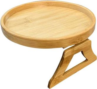 OEM Bandeja Para Reposabrazos, &Oslash;25 Cm, Bandeja Redonda, Mesa Auxiliar Para Sof&aacute;, Bandeja Flexible, Bandeja Para Sof&aacute;, Plegable, Color Madera