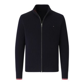 Tommy Hilfiger Truien & Vesten, Heren, Blauw, M, Katoen, RWB Rib Zip Through