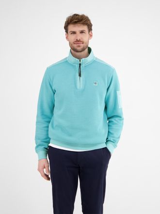 Lerros Sweatshirt LERROS Sweattroyer in Zig-Zag-Struktur, Herren, Gr. S, blau (coastal blau), 100% Baumwolle, Sweatshirts Sweatshirt