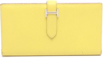 Herm&egrave;s Lime Pink Yellow Epsom Leather Long Wallet (Bi-Fold) (Pre-Owned)