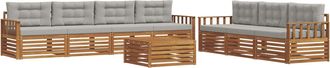 vidaXL Conjunto De Sof&aacute;s De Exterior 8 Uds. Natural Y Gris Claro Vidaxl