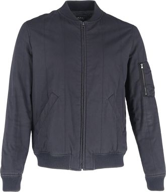 A.P.C. Pre-owned Mens Zipped Padded Bomber Jacket with Pockets in Navy Blue Cotton - Size EU 50 (Mens)