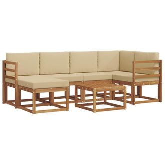 vidaXL Conjunto De Sof&aacute;s De Exterior Con Coj&iacute;n 7 Pcs Natural Y Beige Vidaxl