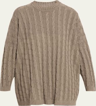 Eskandar Linen-Cotton Round Neck Sweater - Long Length