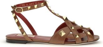Valentino Garavani Brown Goatskin Strap-On Womens Sandals