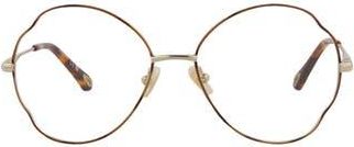 Chlo&eacute; Core 53mm Round Optical Glasses in Havana Gold Transparent at Nordstrom Rack