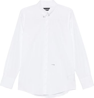 Dsquared2 White Long-Sleeve Silver Safety Pin Shirt
