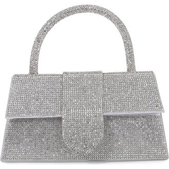 Berness Rhinestone Embellished Top Handle Bag in Silver at Nordstrom Rack