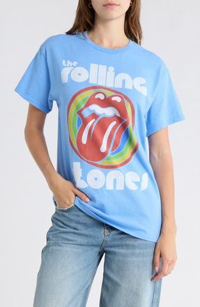 Junk Food Rolling Stones Bullseye Hot Lips Graphic T-Shirt in Carolina Blue at Nordstrom, Size X-Small