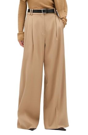 Another Tomorrow Twill Pleated Trouser in Camel at Nordstrom, Size 36 32 It
