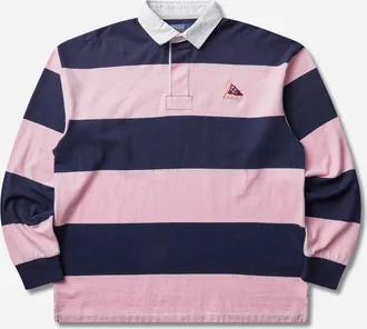 Polo Ralph Lauren Men s Big Fit Striped Jersey Rugby Shirt Newport Navy / Pink