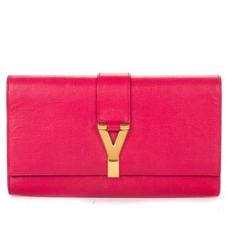 Saint Laurent Pre-owned Womens Ligne Y Clutch - Pink - One Size