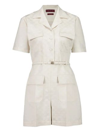 Gucci Gabardine playsuit - women - Cotton/Polyester/Cotton - 38 - Neutrals