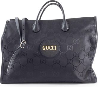 Gucci Black Nylon Leather Tote Bag (Pre-Owned)