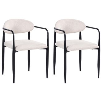 Beliani Conjunto De 2 Sillas De Comedor De Estilo Moderno De Mediados De Siglo Estructura De Metal Asiento Tapizado Respaldo Beige Claro Tanevik