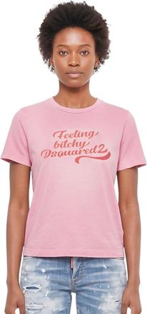 Dsquared2 Pink Graphic Crew Neck T-Shirt
