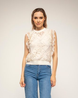 Tantra Semitransparante kantentop met elastische taille