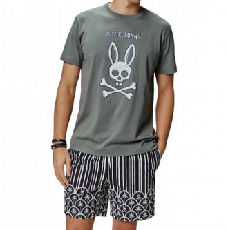 Psycho Bunny Adler Graphic Tee In Mulled Basil