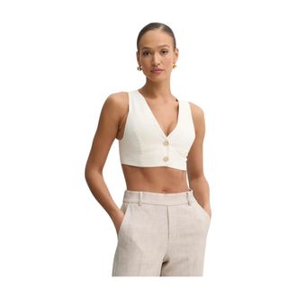 Simona Corsellini Top sin mangas con botones - Tops - Mujer - Beige - XS