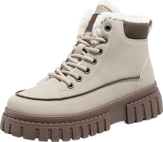 Generic Platform Ankle Boots Women Ski Boots Thickening Soft Boots Women (Khaki, 4.5)