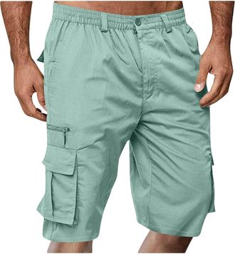 Generic Cargo Shorts for Men UK Summer Elastic Waist Bermuda Hiking Work Mens Shorts with Zip Pockets Casual Knee Length Bermuda Outdoor Lightweight Jogger Gy