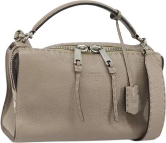 Fendi Pre-owned Handbags, female, Gray, Size: ONE SIZE Pre-owned Vintage Leather Handbag
