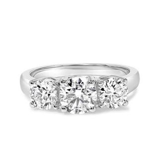 House of Brilliance 14K White Gold 2.00 Cttw Lab Grown Diamond 3 Stone Ring Band at Nordstrom, Size 7