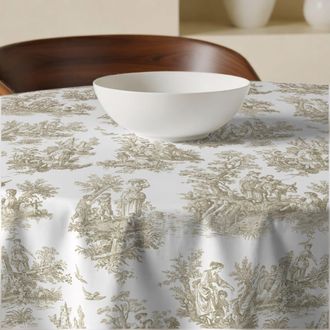 Muare Home Mantel redondo antimanchas 100% algod&oacute;n beige di&aacute;metro 190 cm