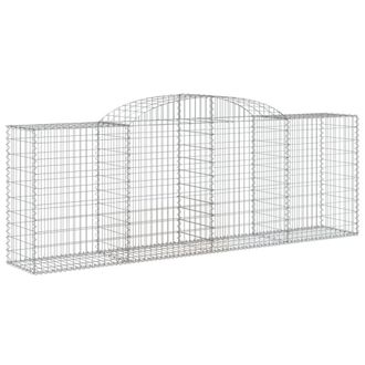 Berkfield Home Decorative Arched Gabion Baskets 5 pcs 300x50x100/120 cm Galvanis in Silver