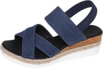 Generic Cocila Comfy Sandals For Women Uk Casual Side Hollow Stretchy Slope Bottom Roman Shoes Ladies Summer Fashion WomenS Blue, 5 Ortopedic White Slip On Br